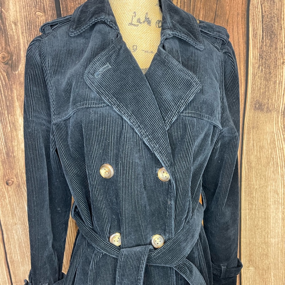 L.L. Bean Black Corduroy Belted Peacoat